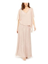 JKARA Womens Pink Attached Asymmetrical  Cape 3/4 Sleeve Dress 10