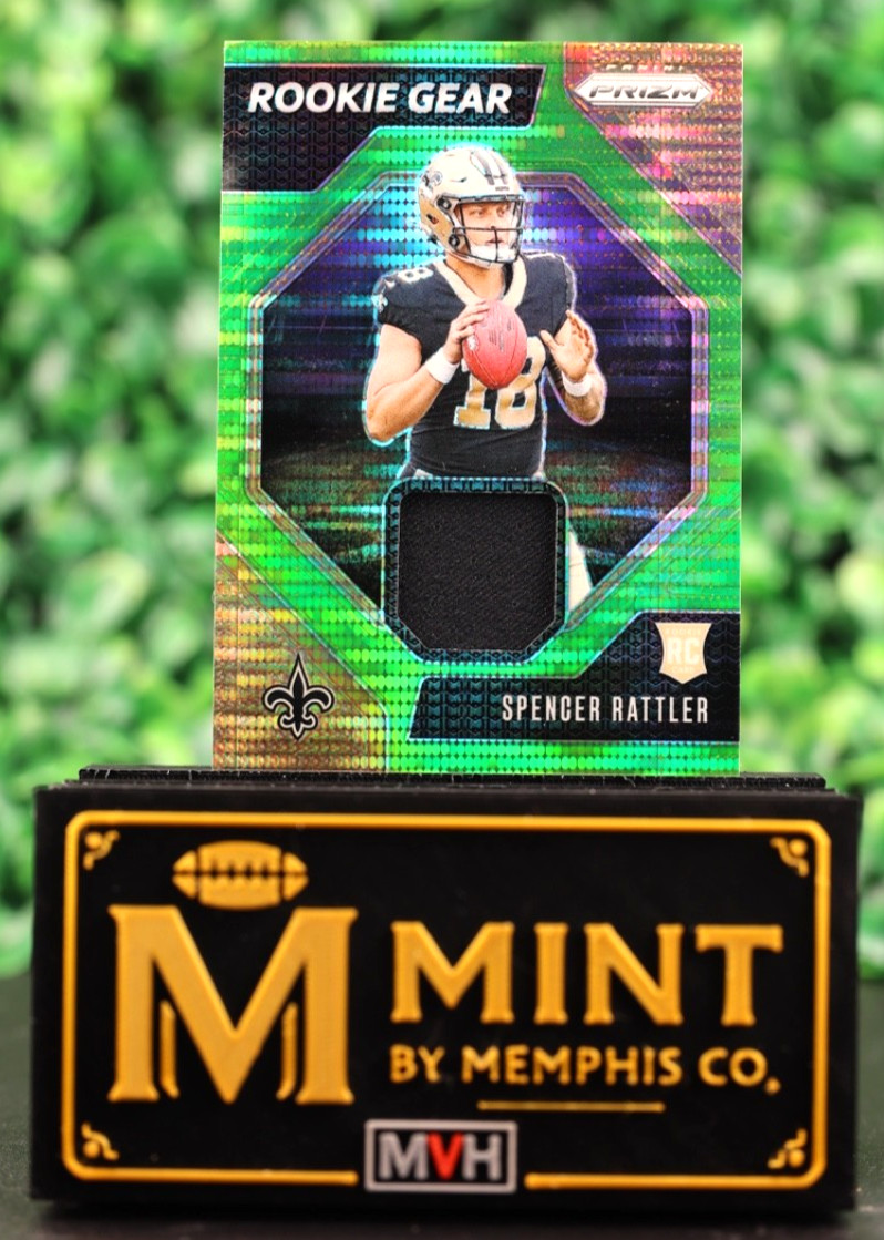 Spencer Rattler 2024 Panini Prizm Rookie Gear PATCH Green Pulsar Prizm RC