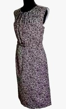 Nine West Women's Sheath Dress Black White- Geometric Belted Lined Midi S-12