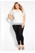 City Chic Mirrored Lace Blouse Top Plus Size 18 M NWT