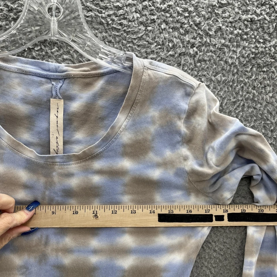Vestido Raquel Allegra Mediano Azul Tostado Tie Dye Manga Larga Midi Camiseta Funda Foto 4 de 4