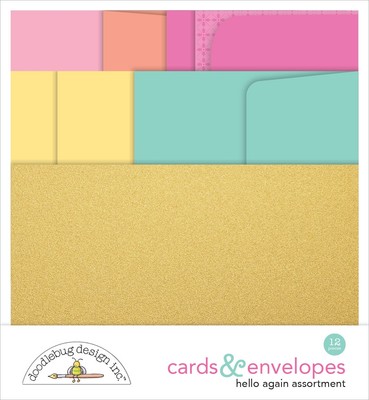 3 Pack Doodlebug Cards & Envelopes 12/Pkg-Hello Again DB8190