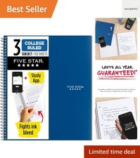 3 Subject College Notebook, Water Resistant Cover, 150 Double-Sided Sheets