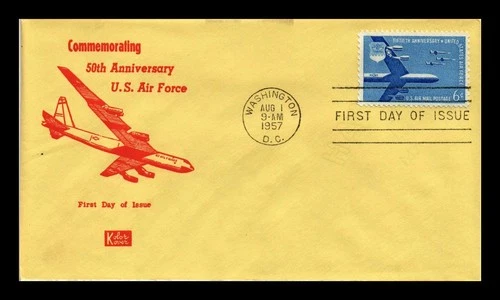 DR JIM STAMPS US COVER AIR FORCE 50TH ANNIVERSARY AIR MAIL FDC KOLOR KOVER