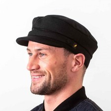 Hatman of Ireland Traditional 100% Melton Wool Skipper Cap, Mariner Cap for Men
