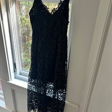 ASTR The Label Black Lace A-Line Midi Dress