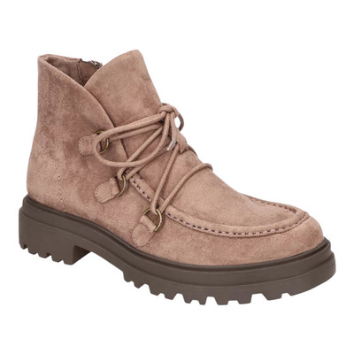 Bella Vita Women's Xandy Lace Up Side Zip Ankle Booties Taupe Size 6 1/2 W