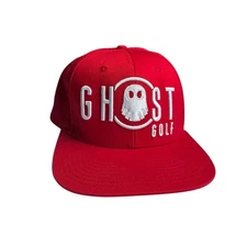 Ghost Golf Hat Cap "Play Fearlessly" Adjustable Snapback Flat Bill Red