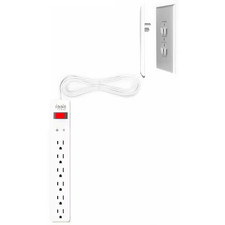 Inverted 6 Ft. 6-Outlet Surge Protector and Plug Concealer with Cord Management