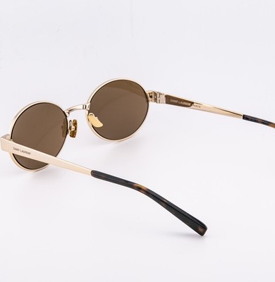 SAINT LAURENT SL 692 SL692 Gold Brown Narrow Slim Oval Metal