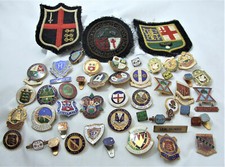 46 metal and enamel PLUS 3 Cloth Badges for BOWLS & BOWLING 1960's and 1970's