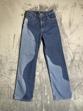 Hollister Ultra High Rise Dad Jeans Womens Straight Leg Two Tone Size 3R W26/L31