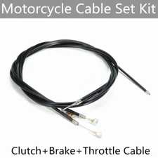 Universal Black Motorcycle Cable Set Kit Clutch Brake Throttle Harness Wires