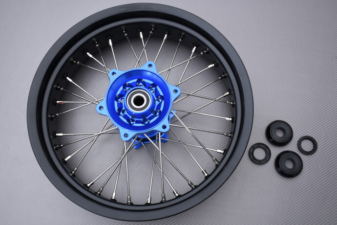 Jante rayons arrière Supermoto YAMAHA WR450F bleu en aluminium anodisé