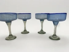 Crate & Barrel 4 piece Sanibel Hand-Blown Margarita Set Mexico