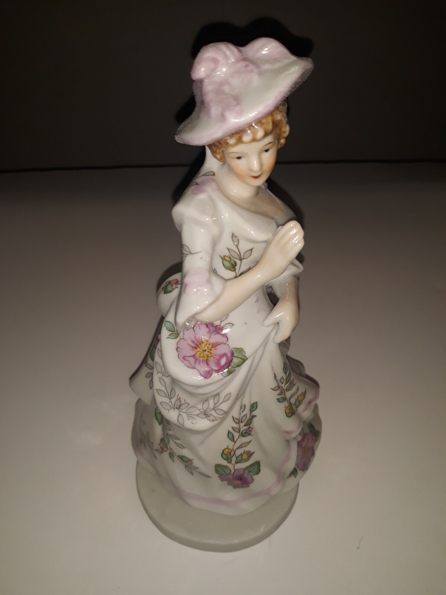 Vintage 1950 Lenwile Ardalt China Bisque Victorian Lady Musical