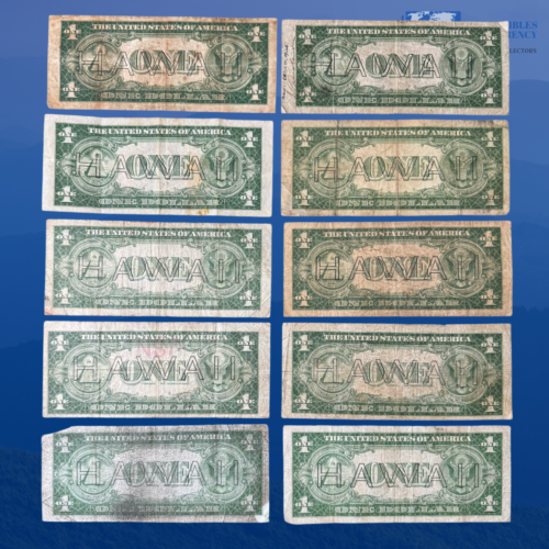 Lot 10 Pcs 1935A $1 Silver Certificate Brown Seal "HAWAII" Emergency #79813 - Picture 2 of 2