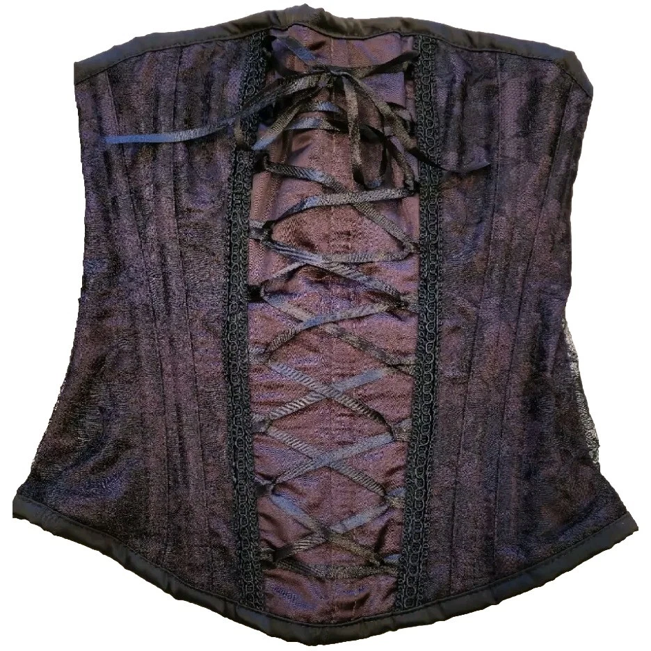 Vollbrust Corsage schwarz-braun Gothic Korsett, Schnürung
