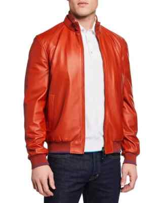 New Mens Leather Jacket Fashion Motorcycle Biker Jacket Lambskin Genuine Leather
