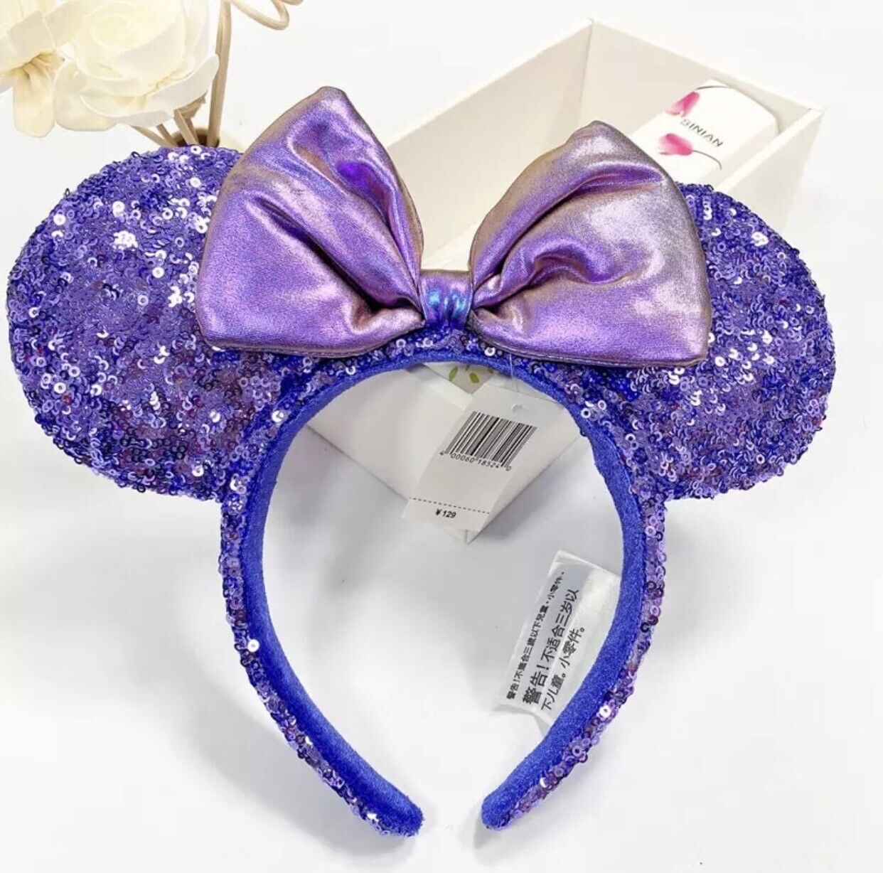 Disney Parks Ears Purple Sequin Minnie Mickey Ears Headband