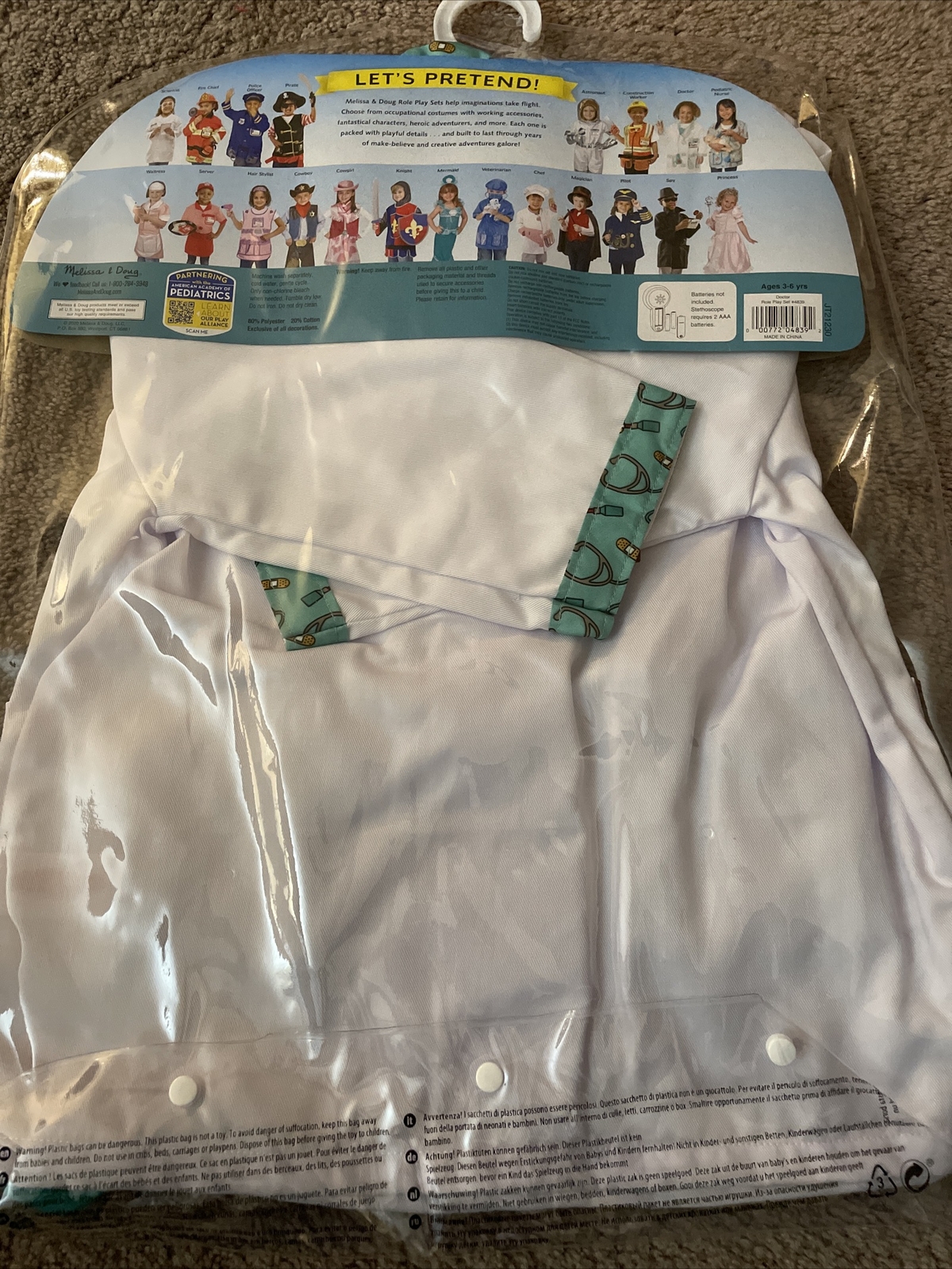 Melissa & Doug Costume Doctor Role Play Set #4839 Dress-Up Doctor Ages 3-6 Yrs