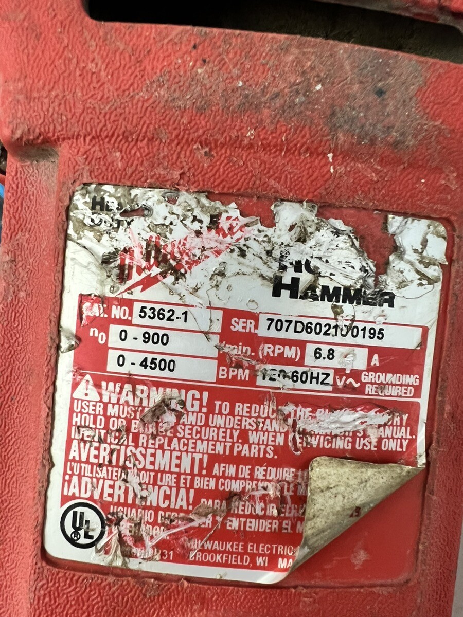 MILWAUKEE TOOLS 53621 1" HAWK ROTARY HAMMER DRILL eBay