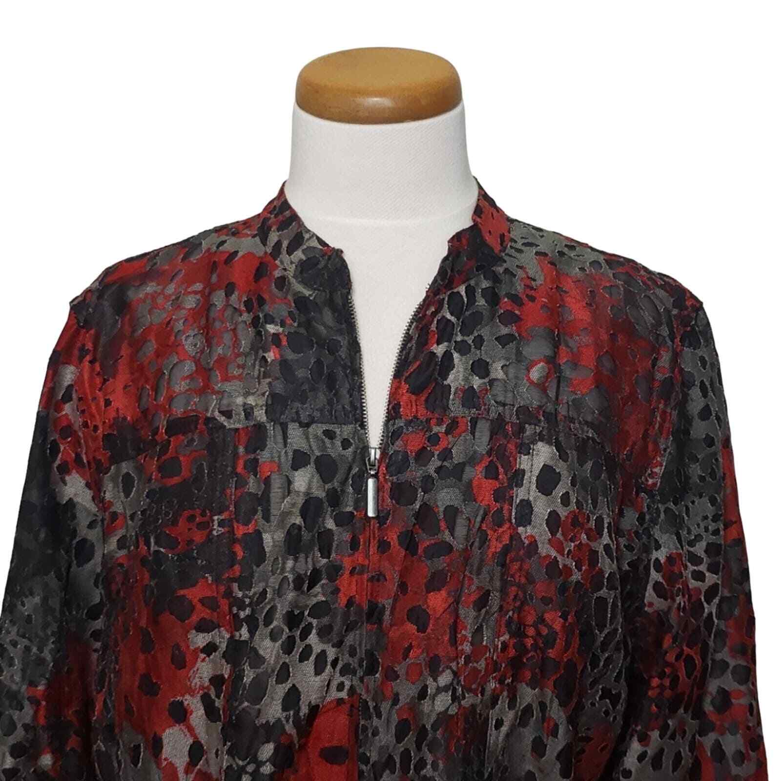 Ruby Rd. Semi Sheer Long Sleeve Leopard Print Zip… - image 3