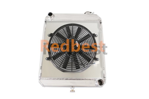Radiador de 3 filas + funda + ventilador para camioneta Chevy C/K C10 C20 C30 K10 K20 K30 1960-1966 - Imagen 12 de 24