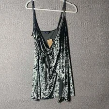 Wishlist Crushed Velvet Dress Womens Size Small Green Wrap Tie Side V-Neck Party
