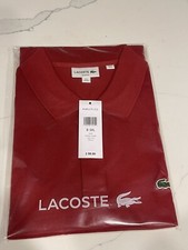 MEN'S LACOSTE MESH SHORT SLEEVE POLO SHIRT SLIM FIT BUTTON-DOWN SIZE 3XL BURGAND