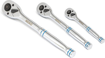 03000A 100-Tooth Quick-Release Ratchet-Wrench Set, 1/4-Inch-, 3/8-Inch-, and 1/2