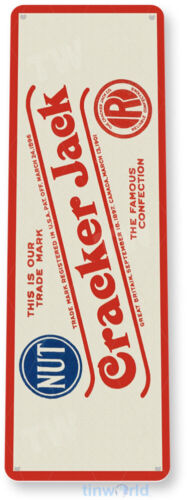 Cracker Jack Sign, Retro Rustic Candy Popcorn Karmelowy Znak Blaszany B224 
