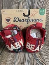 Dearfoams Christmas Plaid ''Baby Bear'' slippers 0-3 months Cozy Baby Slippers