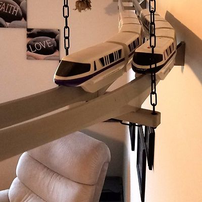 Double Track Trapeze Bracket for Hanging Dual Disney Monorail Track from Ceiling