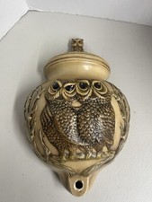 Vintage Owl Wall Hanging Faux Fountain 1974 Decor Made in USA Kitchy Retro
