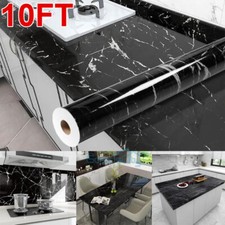 10ft Self Adhesive Wallpaper Marble Paper Peel Stick Kitchen Countertop Black
