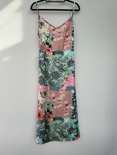 Zibi London Multicoloured Strappy  Slip Dress Size 8 Green Pink Floral BNWT