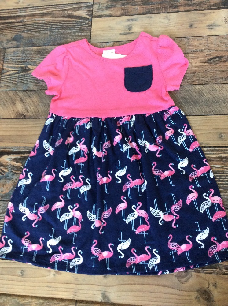 GYMBOREE NWT Mix N Match Navy Pink Flamingo Knit Dress Girls 12-18 M | eBay
