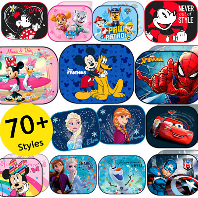 2 Disney Auto Fenster Sonnenschirme Baby Kinder Kinder Minnie Frozen Spiderman Mickey