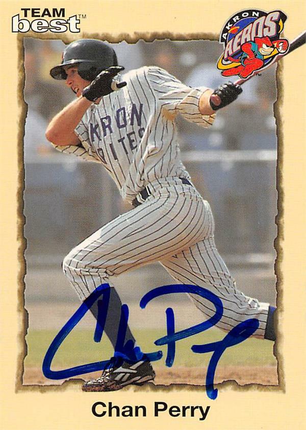 Chan Perry autographed baseball card (Akron, Indians) 1998 Team