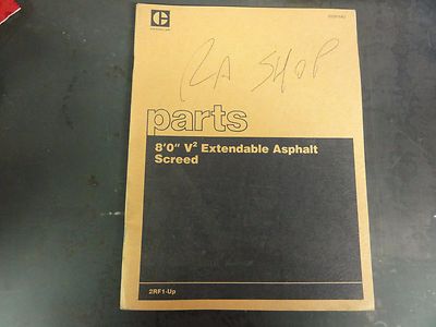 Caterpillar CAT 8'0'' V2 Extendable Asphalt Screed Parts Manual  2RF  KEBP0062