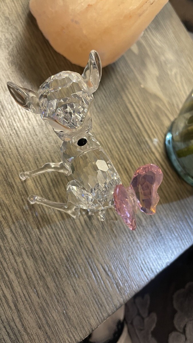 SWAROVSKI CRYSTAL DISNEY FIGURINE BAMBI WITH PINK COLORED