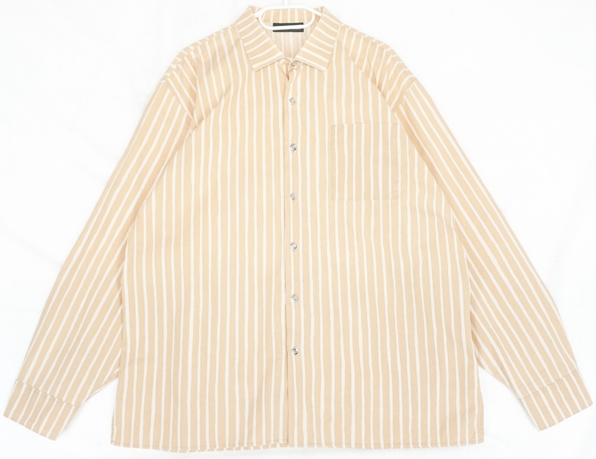 Marimekko Jokapoika Beige Striped Cotton Button Down Shirt Size 45
