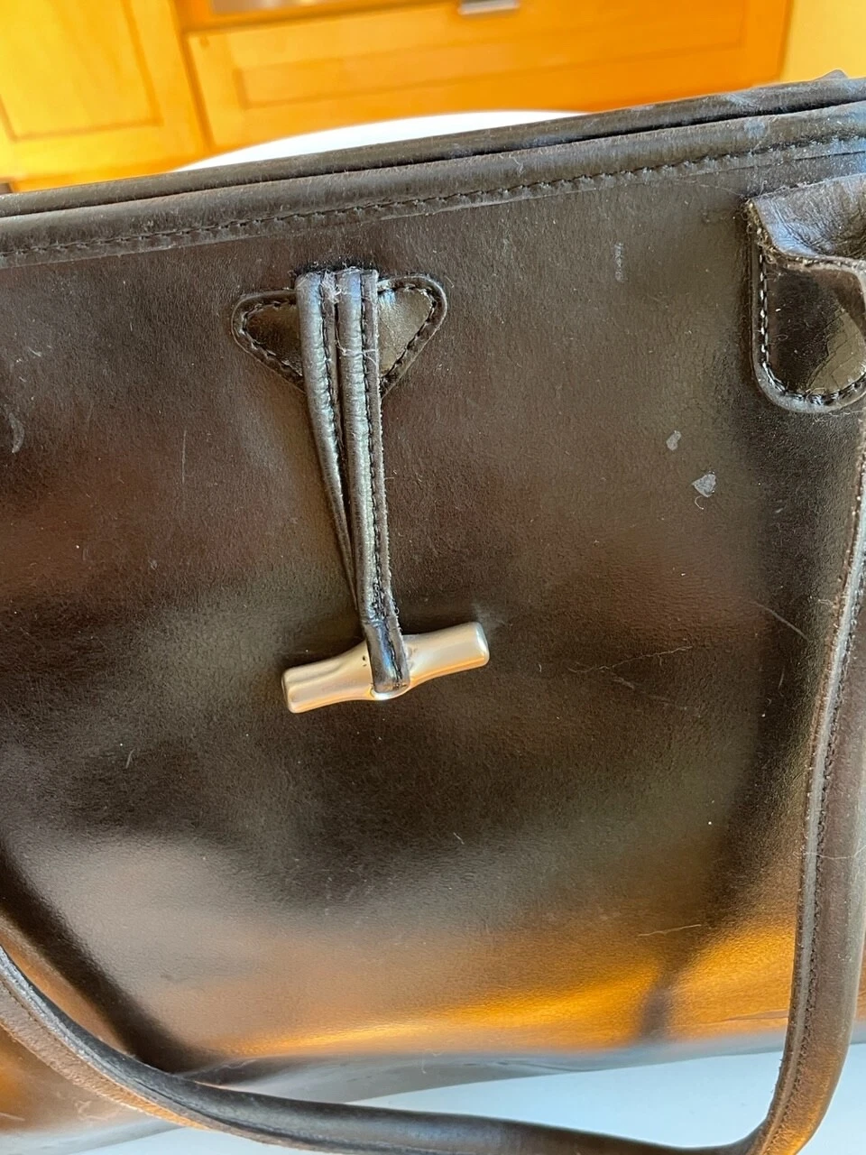 Autentica borsa tote LONGCHAMP LARGE formale in pelle Rozo USATA DELICATAMENTE