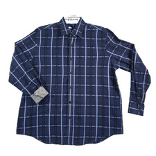 Tasso Elba Men's Shirt 100 Cotton XL 17-17.5 Long Sleeve Plaid Flip Cuff NWOT