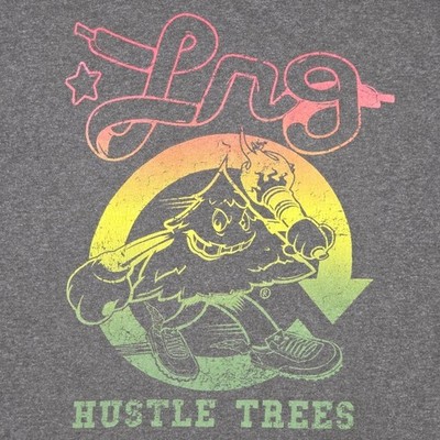 Vintage LRG Hustle Trees Graphic Tee Mens Size 2XL Gray Rasta Y2K 90s Retro Norm