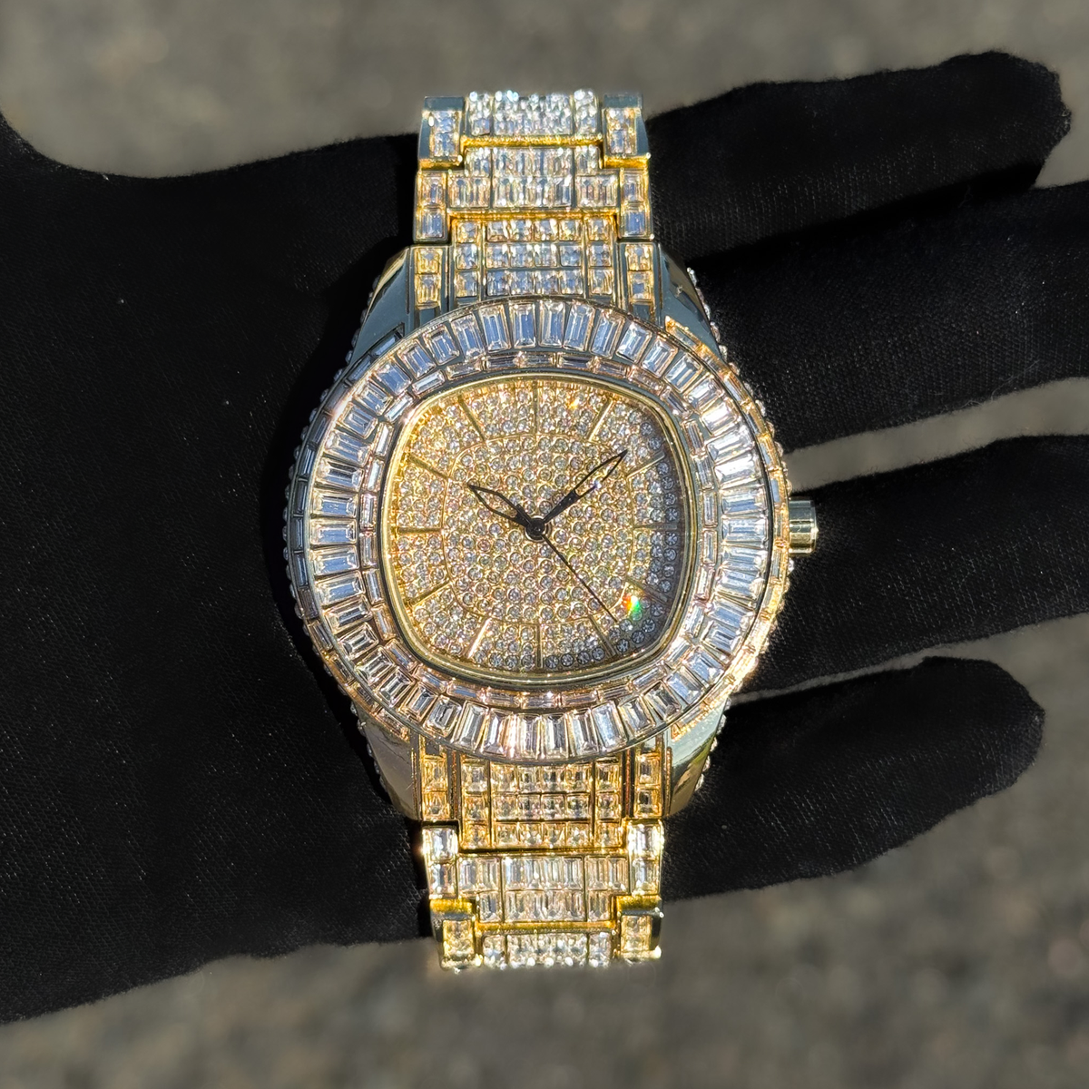 Mens Fully Iced Out Baguette Watch - Luxury 48mm Bling Hip Hop 