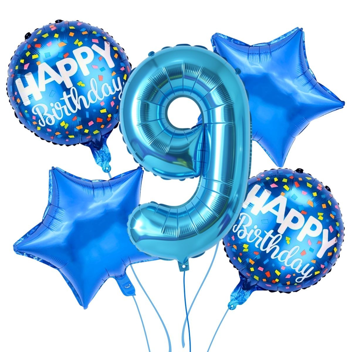 9th Birthday Decorations Boy Blue 9 Happy Birthday Banner Balloon Supplies Set