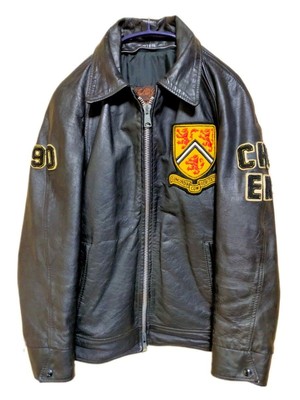 70 s vintage CLIX zip patch leather jacket 70s vintage No.ks1695