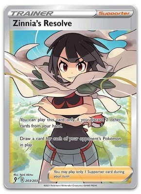 Zinnia's Resolve (Full Art) #203/203 (Holo) NM: Evolving Skies Pokemon